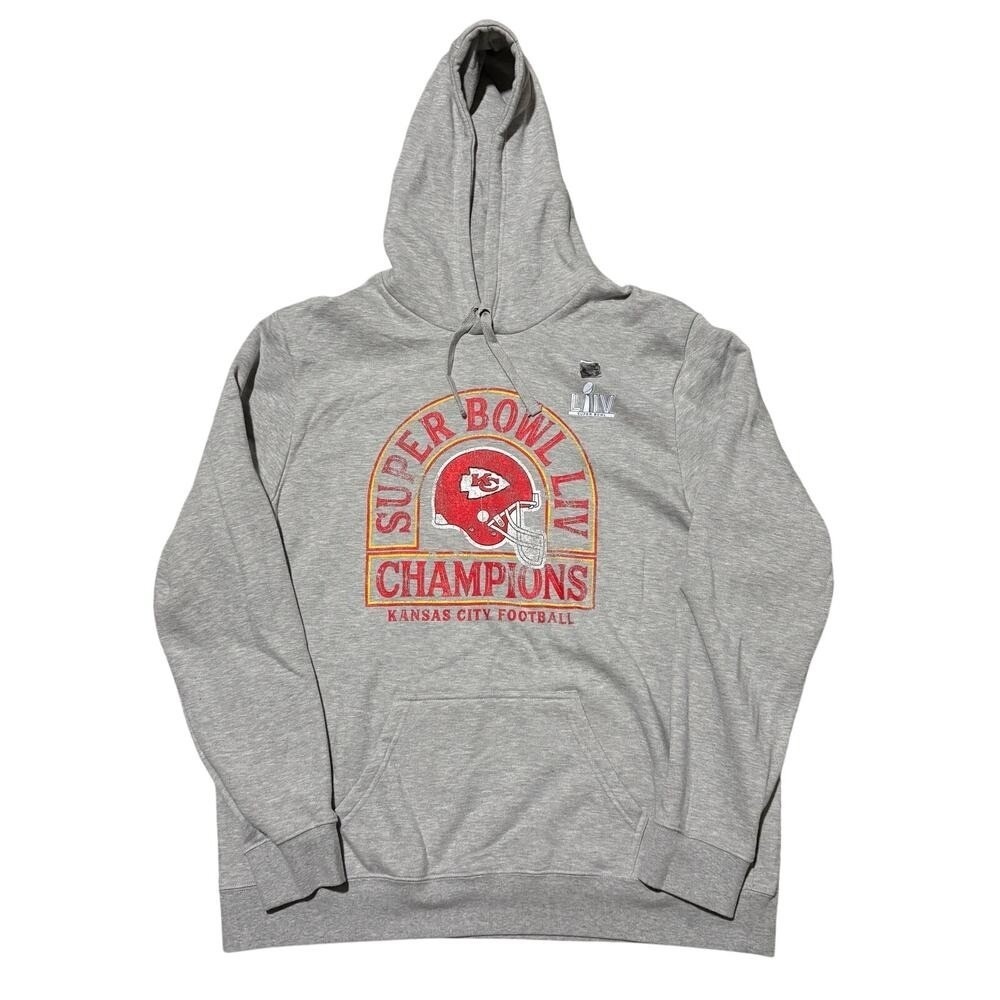 Fanatics Mens Kansas City Chiefs Super Bowl LIV Champions Hoodie Gray XXL